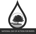 International Day of Action for Rivers black vector icon