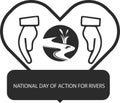 International Day of Action for Rivers black vector icon