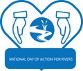 International Day of Action for Rivers blue vector icon