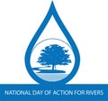 International Day of Action for Rivers blue vector icon