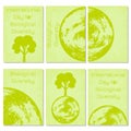 International Day for Biological Diversity. Planet Earth. Green background. 6 kinds of business cards or flyers for participants o Royalty Free Stock Photo