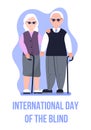 International day of the blind concept vector. Event is celebrated in November. Blind man with canes dark glasses are