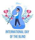 International day of the blind concept vector. Event is celebrated in November. Blind man with canes dark glasses are