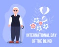 International day of the blind concept vector. Event is celebrated in November. Blind man with canes dark glasses are