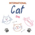 International day of cats, funny picture with funny muzzles of cats