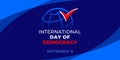 International Day of Democracy. Vector web banner, illustration, poster, card for social media. Text International Day of