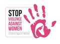 International Day For The Elimination Of Violence Against Woman banner - pink woman cry in hand stop sign Royalty Free Stock Photo