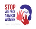 International Day for the Elimination of Violence Against Women banner with abstract The woman raised her hand to defend herself