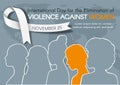 International Day for the Elimination of Violence Against Women poster. Women of different ethnic groups together.