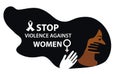 International day for the elimination of violence against women. Woman with a handprint on her face. Femicide