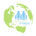 International Day of Families banner with green earth map and blue family sign vector design