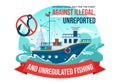 International Day for the Fight Against Illegal, Unreported and Unregulated Fishing Vector Illustration with Rod Fish Royalty Free Stock Photo