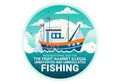 International Day for the Fight Against Illegal, Unreported and Unregulated Fishing Vector Illustration with Rod Fish Royalty Free Stock Photo