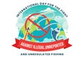 International Day for the Fight Against Illegal, Unreported and Unregulated Fishing Vector Illustration with Rod Fish Royalty Free Stock Photo