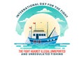 International Day for the Fight Against Illegal, Unreported and Unregulated Fishing Vector Illustration with Rod Fish Royalty Free Stock Photo