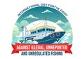 International Day for the Fight Against Illegal, Unreported and Unregulated Fishing Vector Illustration with Rod Fish Royalty Free Stock Photo