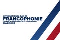 International Day of Francophonie. Inscription in French: International Day of Francophonie. March 20. Holiday concept Royalty Free Stock Photo