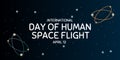 International day human space flight. 12 April Cosmonautics Day banner with rocket. Horizontal web banner. Royalty Free Stock Photo