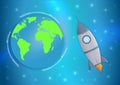 International day human space flight. 12 April Cosmonautics Day banner with rocket and Earth. Horizontal web banner. Royalty Free Stock Photo