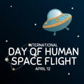 International day human space flight. 12 April Cosmonautics Day banner with rocket. Horizontal web banner. Royalty Free Stock Photo