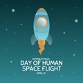 International day human space flight. 12 April Cosmonautics Day banner with rocket. Horizontal web banner. Royalty Free Stock Photo
