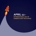 International day of human space flight, April 12. Vector.