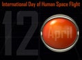 International day of human space flight. 12 April world cosmonautics day banner. Poster cosmonautics day. Space exploration.