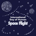International day of human space flight, Vector illustration. The world day of aviation and cosmonautics