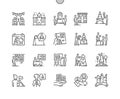 International Day for Monuments and Sites Perfect Vector Thin Line Icons