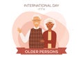 International day of the older persons vector illustration. Black woman and a white man. Design for posters, cards Royalty Free Stock Photo