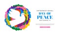 International day of peace colorful diverse people faces together and dove Royalty Free Stock Photo
