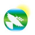 International Day of Peace, dove of peace against the background of earth and sun, vector Royalty Free Stock Photo