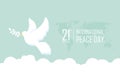 International day of peace with dove. Peace day background with dove