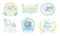 International Day of Peace, Life in Peaceful World Templates Set, United Nations Hand Drawn Badges Vector Illustration