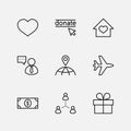 International Day for the Poor Vector Line Icons Set. Contains such Icons as Heart, planet Earth, Handshake, money