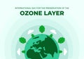 International day for the preservation of the ozone layer background banner poster with plant earth globe world on september 16th
