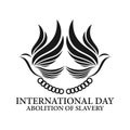 International day for the remembrance. Logo design of dove prisoner with handcuffs.