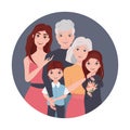 International Day of the Seven. Vector illustration of a happy family, elderly grandparents with their daughter and