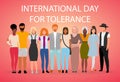 International day for tolerance poster vector template. Global collaboration and unity. Brochure, cover, booklet page concept