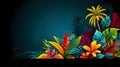 International day of tropics with vector copy space for poster, card. Hawaii Flat cartoon hand drawn Tropical background. June29