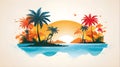 International day of tropics with vector copy space for poster, card. Hawaii Flat cartoon hand drawn Tropical background. June29