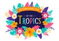 International Day of the Tropics Vector Illustration on 29 June with Animal, Grass and Flower Plants to Preserve Tropic in Nature