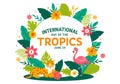 International Day of the Tropics Vector Illustration on 29 June with Animal, Grass and Flower Plants to Preserve Tropic in Nature