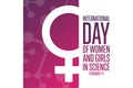 International Day of Women and Girls in Science. February 11. Holiday concept. Template for background, banner, card