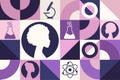 International Day of Women and Girls in Science. February 11. Seamless geometric pattern. Template for background