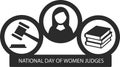 International Day of Women Judges black vector icon.