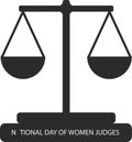 International Day of Women Judges black vector icon.