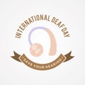 International Deaf Day emblem concept background in flat style