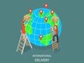 International delivery flat isometric vector.