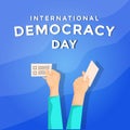 International democracy day with hands holds the paper vote. banner vector illustration design